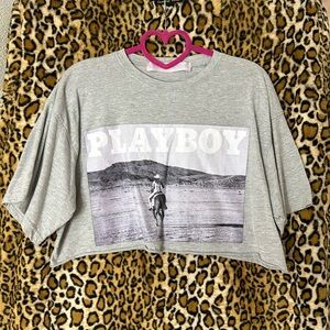 Playboy x Misguided Cropped Cowgirl Graphic Tee